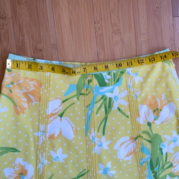 Elevenses Anthropologie Flared Sz 4 Yellow Multicolor Floral Mini Pleated Skirt - Picture 12 of 12